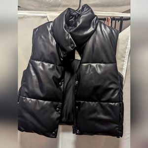 Black Faux Leather Vest